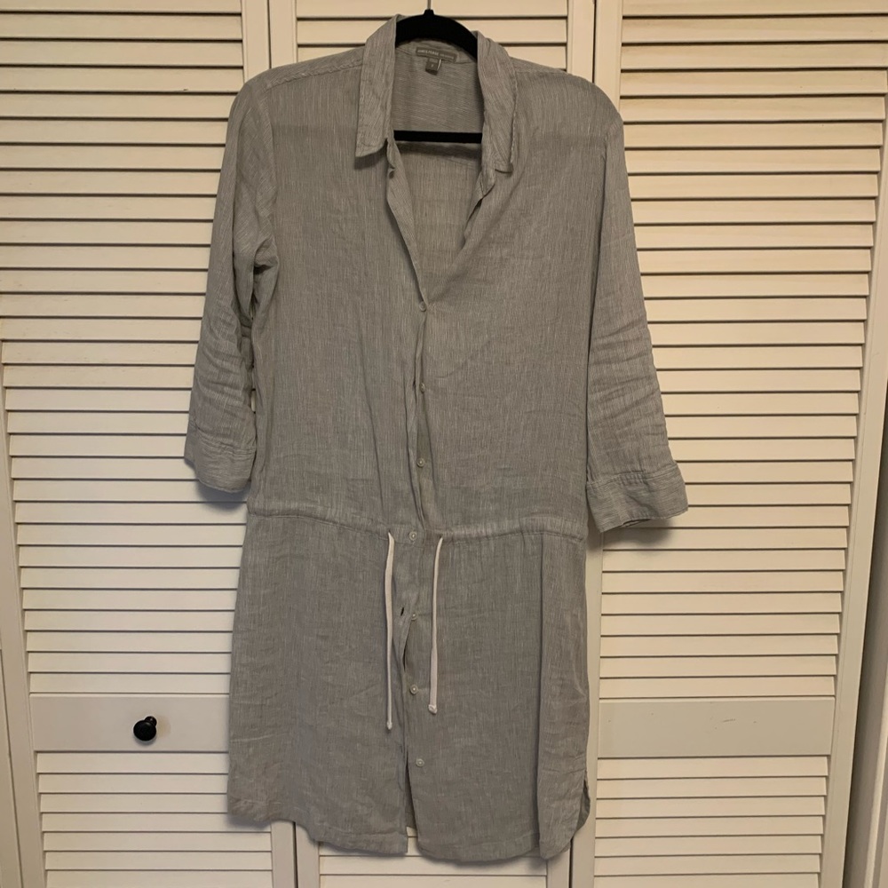 James Perse white and blue striped bottom down dress size 3